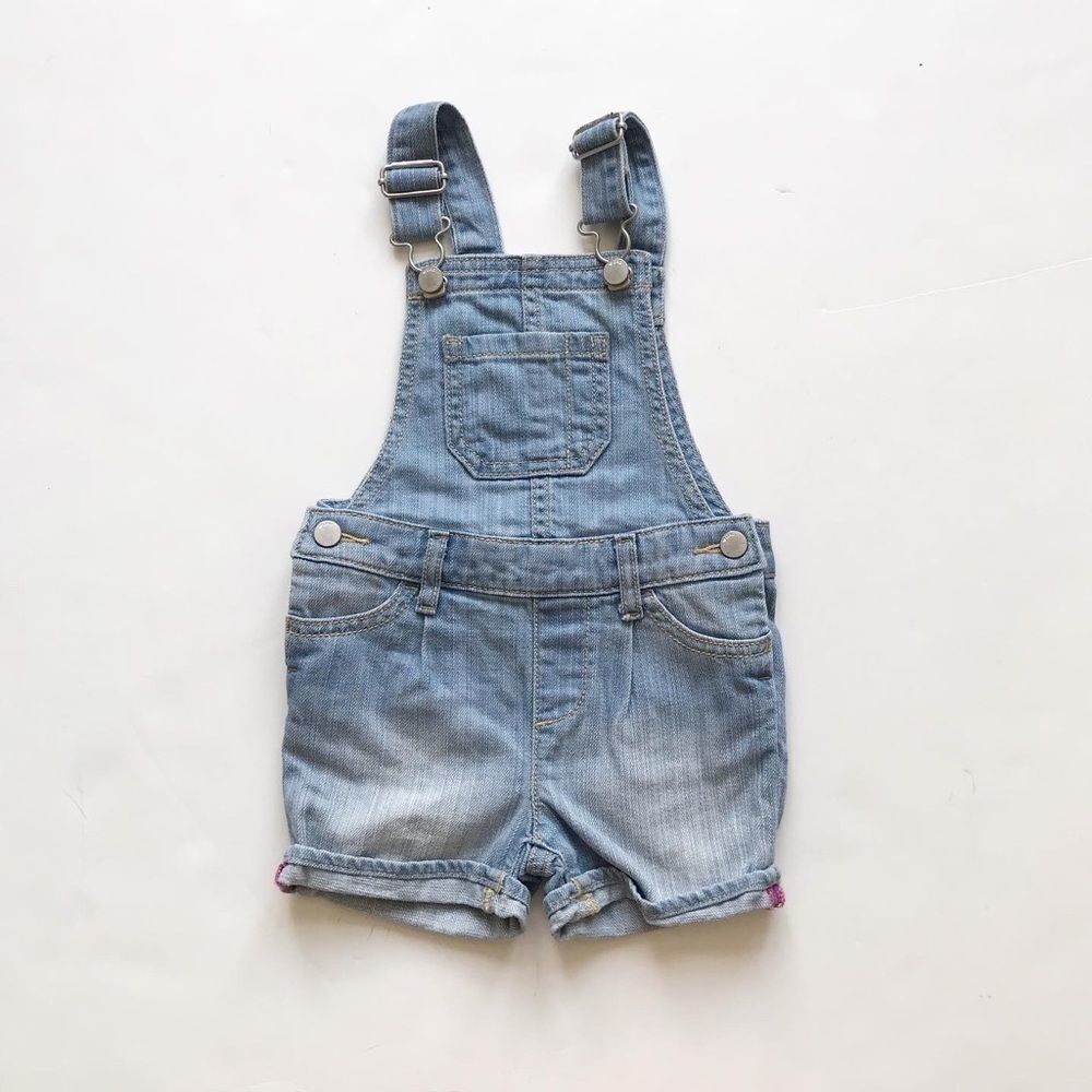 BabyGap factory denim shorts overalls EUC 18-24m
